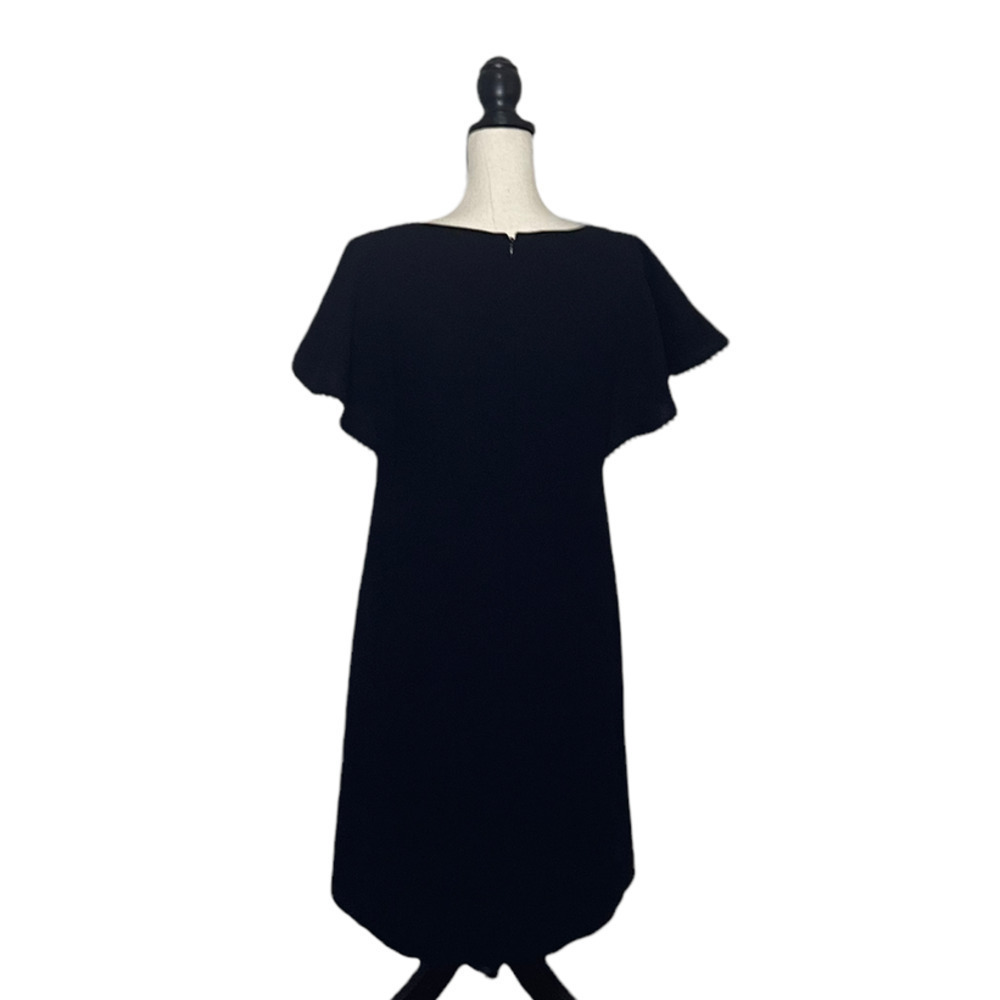 𝅺loft Dress Black Mini Dramatic Sleeve Embellished Batwing Scoop Neck Size‎ 2 - Picture 4 of 12
